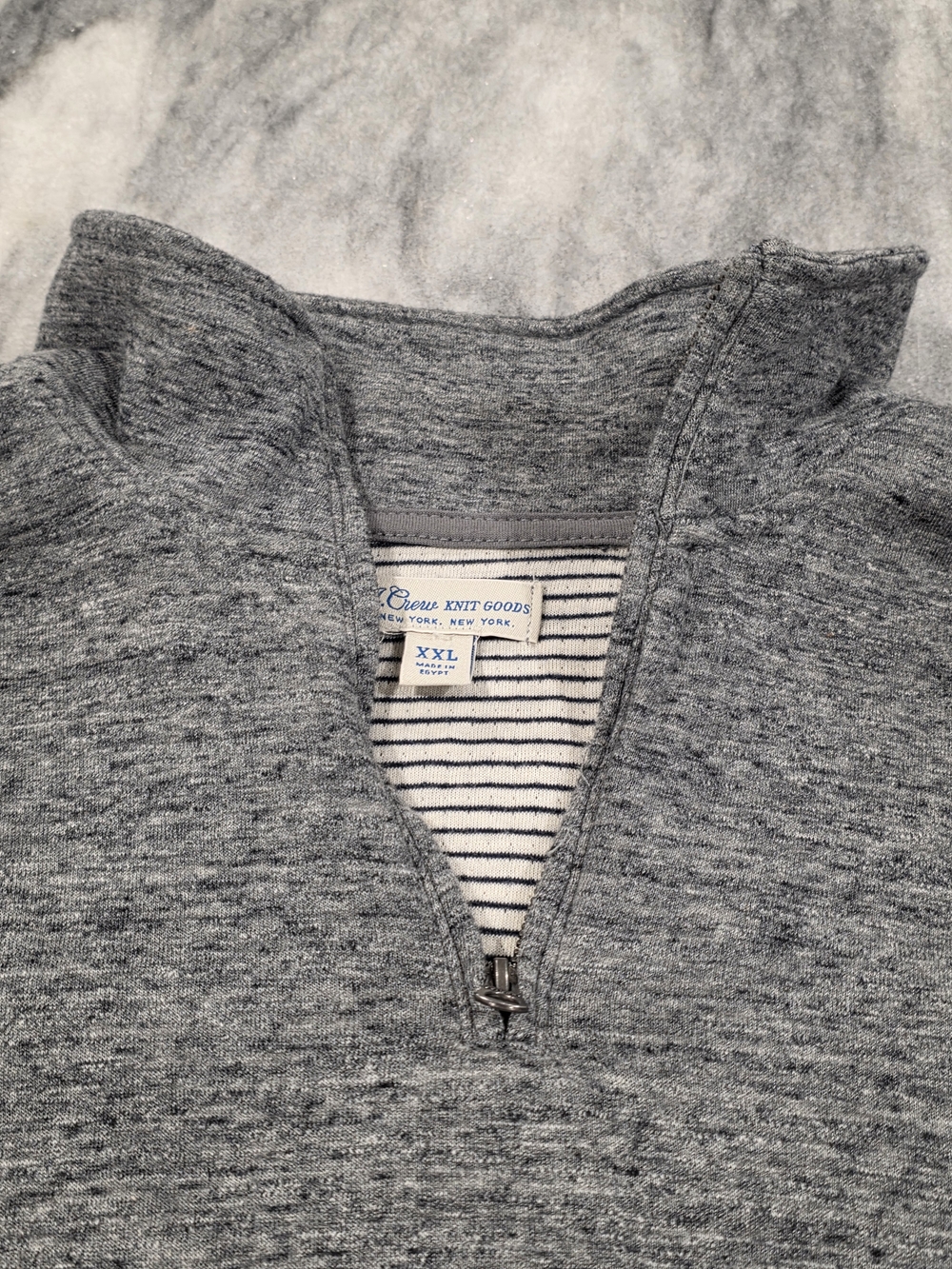 XXL Men's J. Crew Quarter Zip Pullover Sweater Hazy Gray Ultra-Soft Cotton 2XL